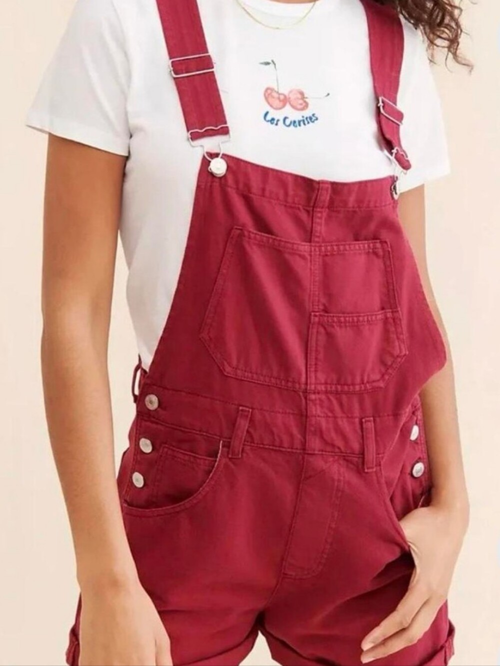 We The Free By Free People Red Denim Short Overalls,. *XS  * Excellent Condition